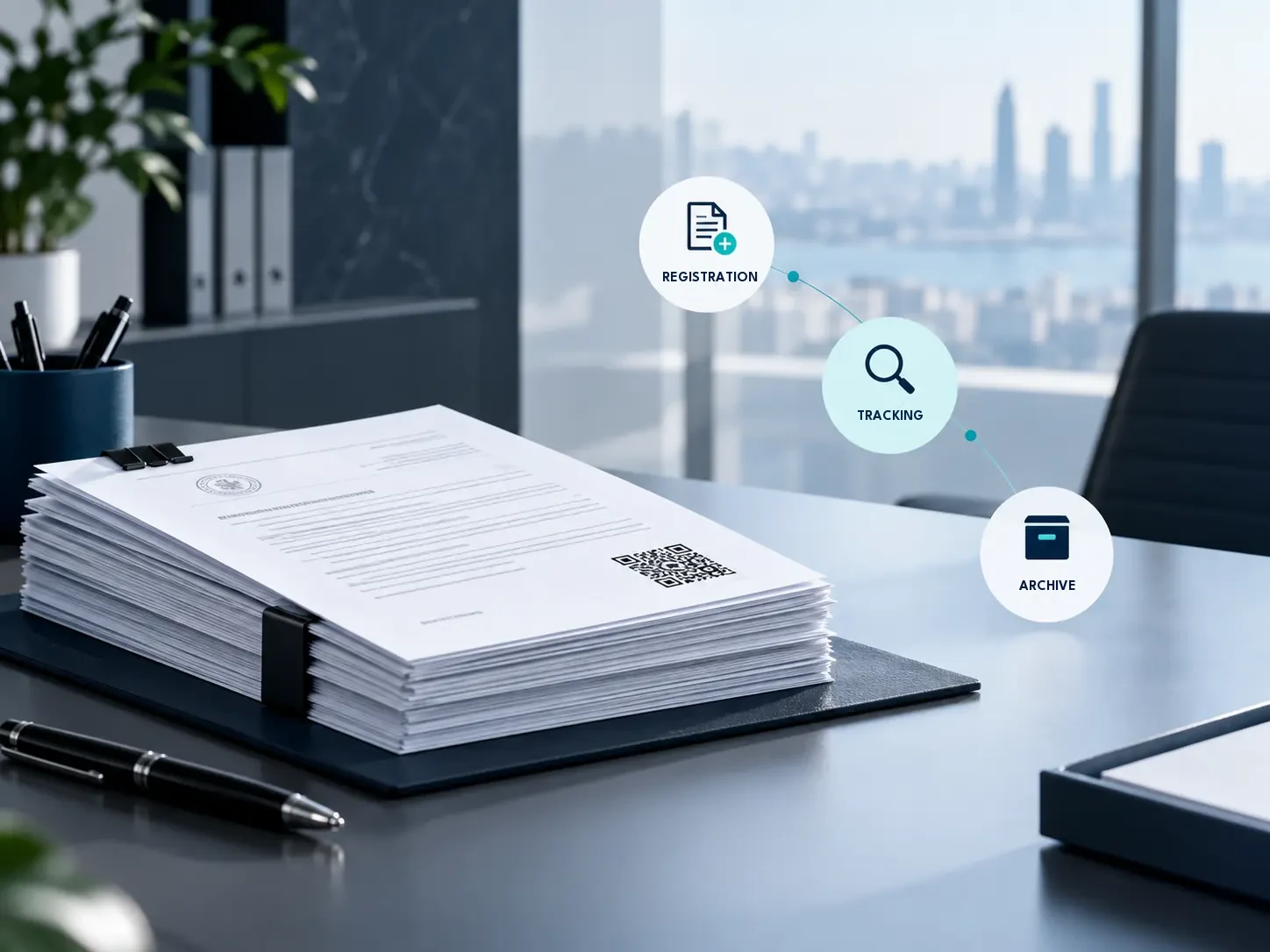 GalaksiDoc visual representing QR-based document registration, tracking and archiving